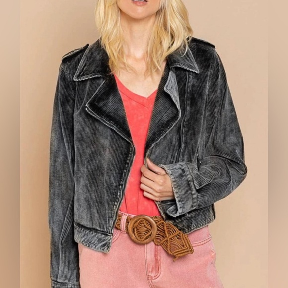 POL Easy Rider Lux Vintage Distressed  Corduroy Zip Front Moto Jacket Size M NEW - Picture 8 of 13